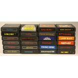 Twenty four Atari cartridges, to include Pac-Man, Raiders Of The Lost Ark, Fishing Derby,