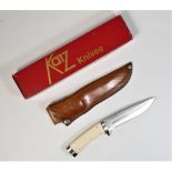 A Katz XT80 Lion King hunting knife, the 15.5cm stainless steel blade made in Japan, ivorine handle,