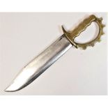 LOT WITHDRAWN A knuckle duster Bowie type fighting knife, The 25cm blade stamped CASE XX,