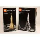 A Lego Eiffel Tower from the Architecture range, unopen and sealed, together with a Lego Empire