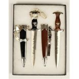 A 1936 pattern miniature reproduction SS Officers chained dress dagger,10.5cm blade, scabbard with