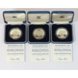 Three 1981 silver proof Charles and Diana coins, cased