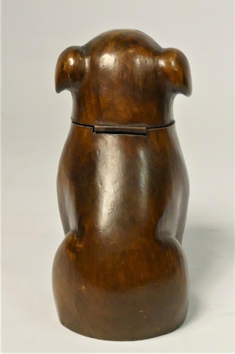 A novelty inkwell, in the form of a soft wood Bulldog, opening to reveal inkwell, missing one - Image 3 of 4