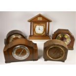 A collection of oak cased mantel clocks (2)