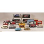 A collection of die-cast model vehicles, including Matchbox, Saico and Days Gone, along with others