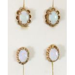 Two pairs of 9ct gold opal ear studs, 2.6gm