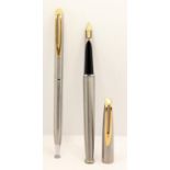 A Waterman fountain pen and propelling pencil set, 18k gold nib, case