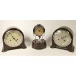 A Bulle manual wind mantel clock together with two Bakelite Enfield mantel clocks, and a selection
