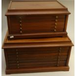 Two coin drawer cabinets and a collection of UK coinage, pennies to crowns