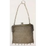 An Egyptian silver mesh purse, control marks, 103gm