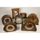 A collection of oak cased mantel clocks to include Smith Enfield (2)
