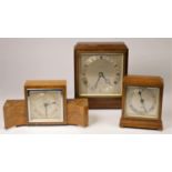 Three Elliot mantel clocks, with roman numeral dial and wooden cases (3)