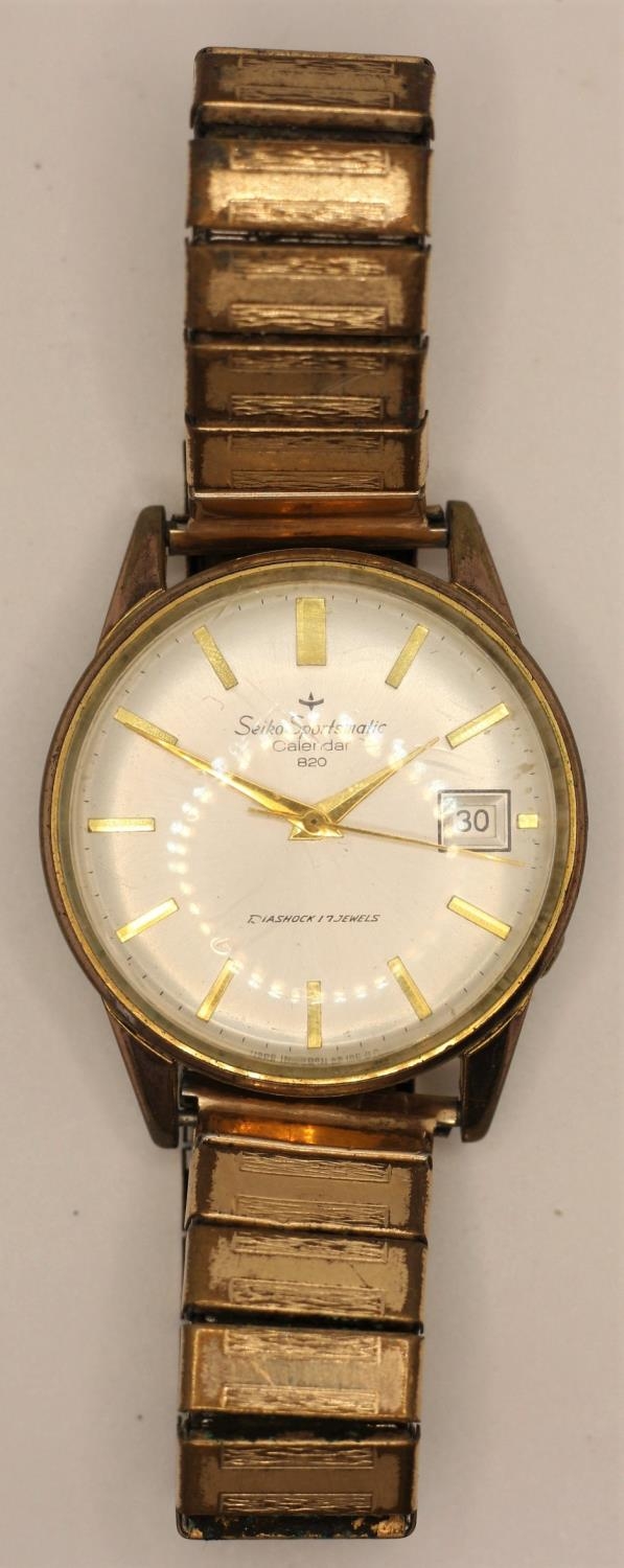 Seiko Sportsmatic Calendar 820 automatic date gilt metal gentleman's wristwatch, 36mm - Image 3 of 3