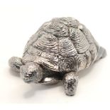 A silver model of a tortoise, London import 1992, 7.5 x 5cm, 82gm