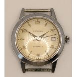 Garrard, a stainless steel automatic red date wristwatch, c.1956, the case engraved S.G. Morris,