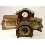 A collection of clocks to include, a Betima 8 day mantel clock, Smith Enfield and other mantel