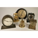 A collection of clocks to include, a Kundo anniversary clock, a double faces Elgin Incabloc mantel