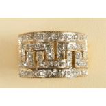 A 9ct gold diamond geometric panel ring, L, 3.7gm