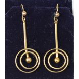A pair of 9ct gold rotating ear pendants, 5.5gm
