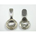 A George III silver bight cut caddy spoon, by William Bateman, London 1790, with shell bowl and