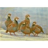 Robert Fuller (b.1972), Five partridges in the snow, ltd ed print, signed and numbered in pencil