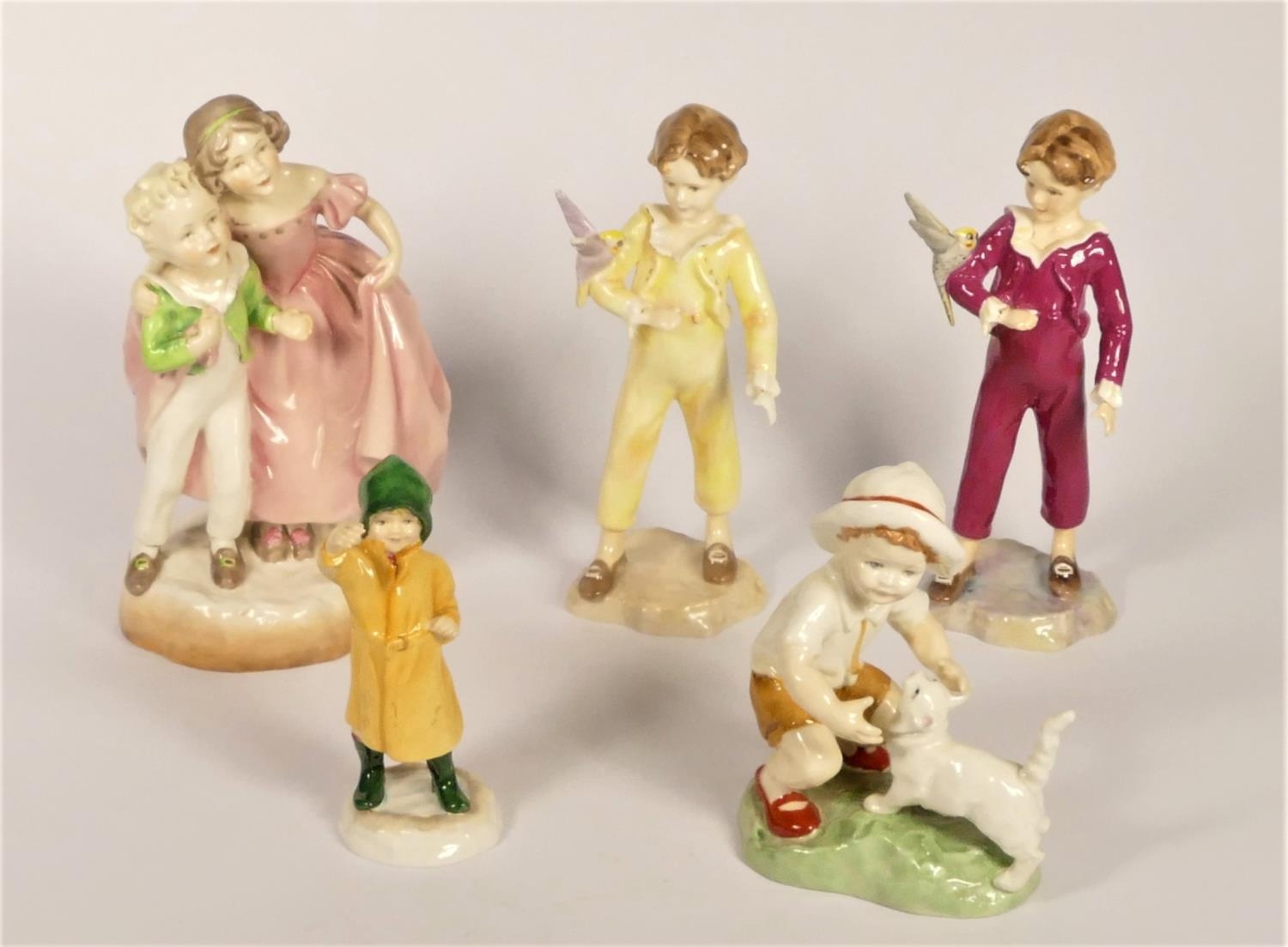 A group of five Royal Worcester figurines, modelled by F.G. Doughy, Sister, 3149, 2 x The