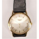 Longines, an 18K gold manual wind gentleman's wristwatch, c.1970's, ref 1700, silvered dial with