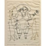 Inuit Art, Ashoona Pitseolak (Cape Dorset, Canada 1904-1983), Woman & Dogs, limited edition print