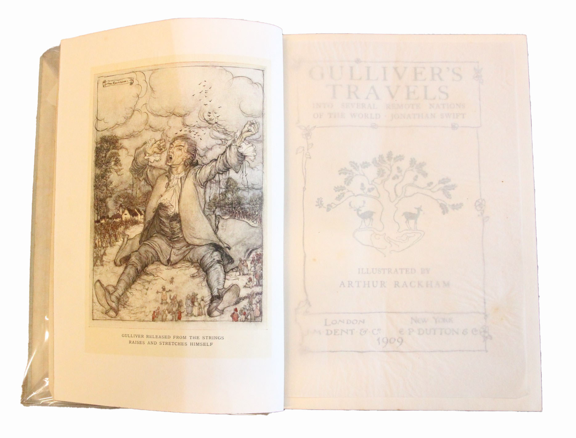 Arthur Rackham illustrated books. Jonathan Swift. Gulliver's Travels. J M Dent. 1909. 12 colour - Image 4 of 5