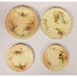 A Royal Worcester blush ivory cabinet plate, pattern 1416, puce marks 1898, 21cm, another, pattern