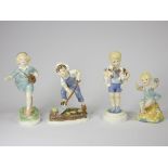 A group of four Royal Worcester figurines, Monday's child, 3519, Thursday's child, 3522, Saturday'