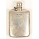 A silver two piece hip flask, by Dixon & Son, Sheffield 1919, pull off base and bayonet cap, 12 x
