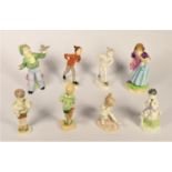 A group of eight Royal Worcester figurines, to include Babes in the wood, 3302, Boys and Girls, 2