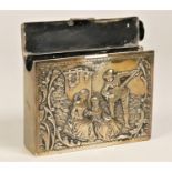 A Victorian silver playing card case, Marks worn, Birmingham 1899, the front embossed with a