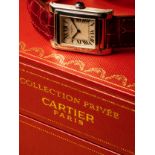 Cartier, a platinum Tank à Vis Mecanique Collection Privee Limited Edition gentleman's manual wind