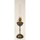 A French Secessionist style copper and brass oil lamp, the burner with Made in France, Gaudard