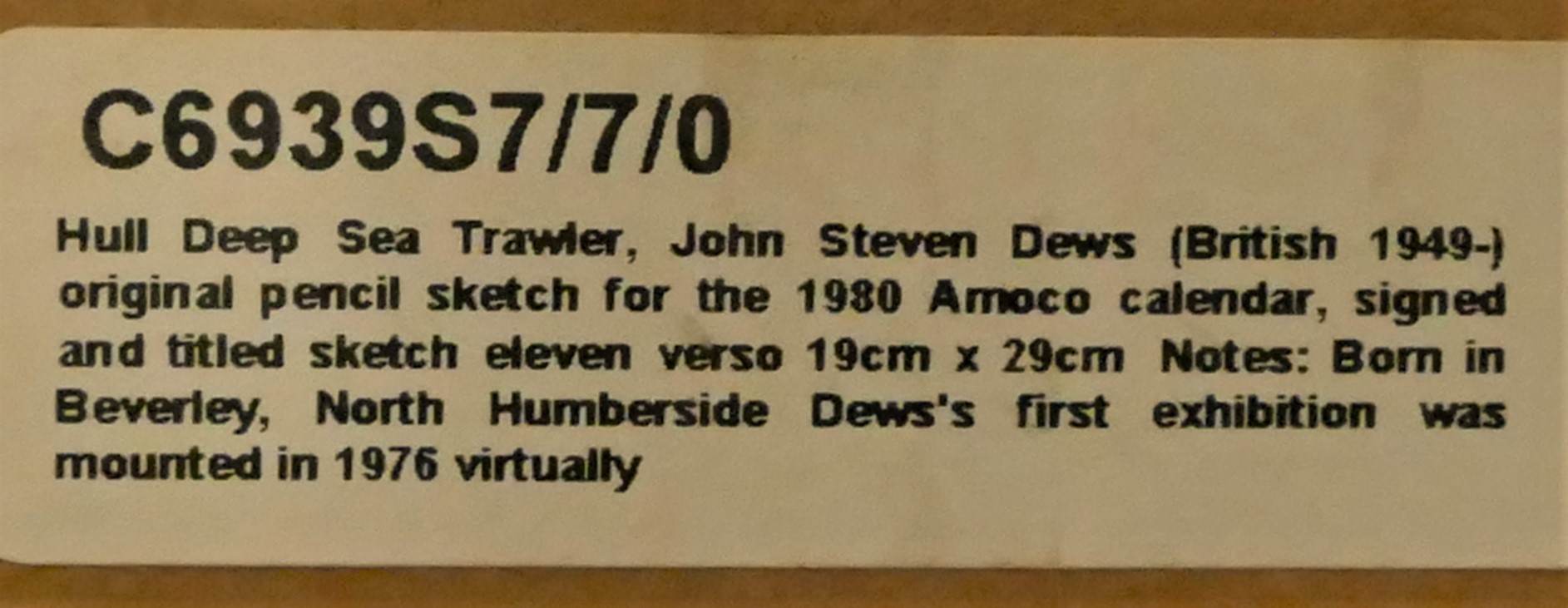 J. Steven Dews (b.1949), Hull Deep Sea Trawler, H294, original pencil sketch for the 1980 Amoco - Image 3 of 4