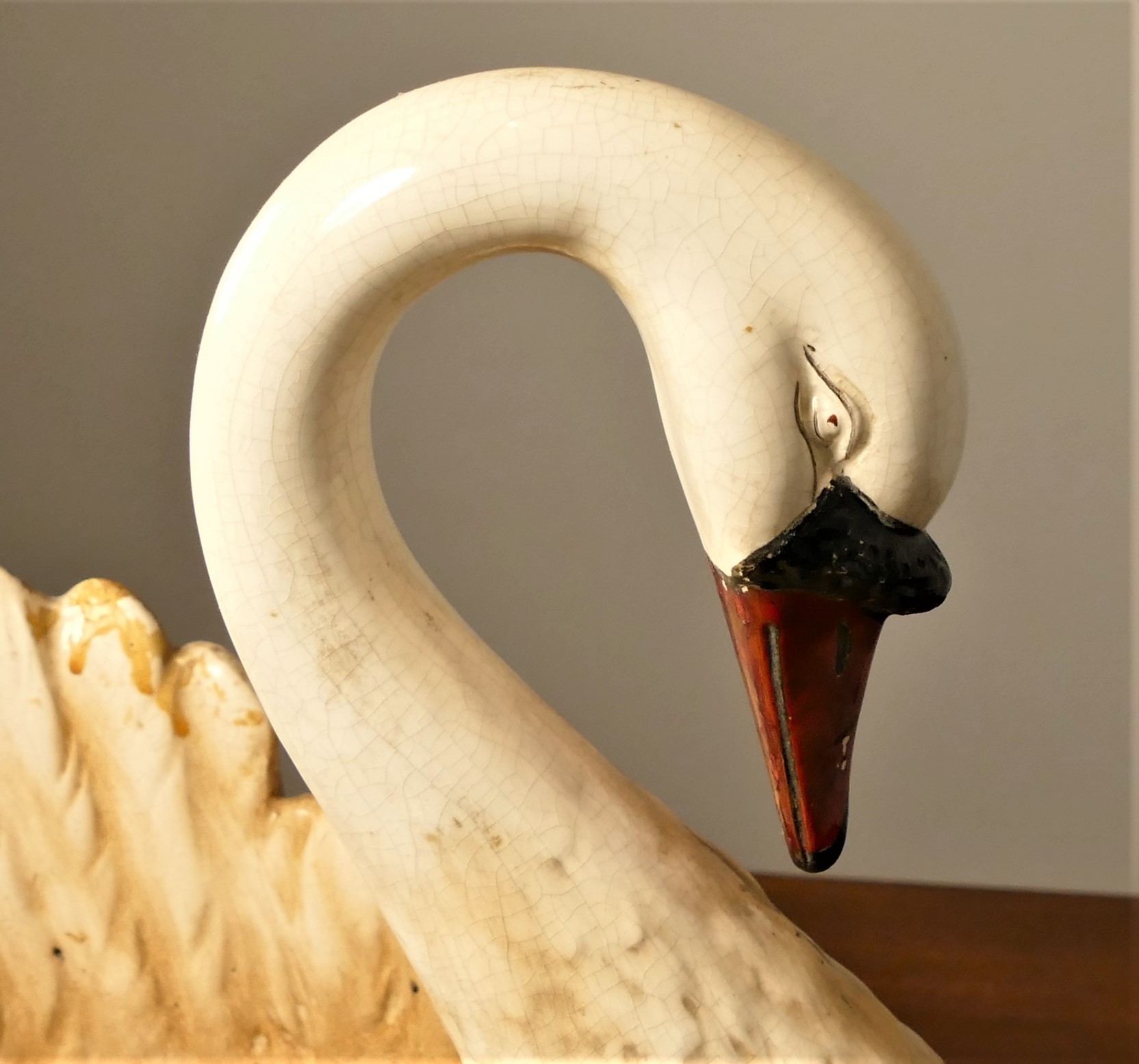 An Edwardian pottery swan jardinière, 48 x 44cm. - Image 3 of 5