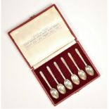 British Hall Marks, a set of six Coronation assay city hallmark tea spoons, by Roberts & Belk,