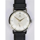 Omega, a manual wind stainless steel gentleman's wristwatch, c.1962, off white dial with 3, 9 and 12