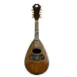 A late 19th century Napoli fluted bowl 33 piece back mandolin, with silver inlay, mother of pearl