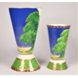 Royal Worcester, Lazy Days vase, the Art Deco Collection, c.2002, 27cm and another smaller