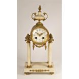 Armand Aubert, Nantes, an early 20th century French gilt metal and white marble mantle clock, the 3"