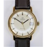 Omega, a gold plated automatic date gentleman's wristwatch, c.1973, off white dial with baton