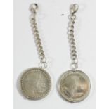 Coco Channel, two silver 5 Euro commemorative coins, celebrating the 125th Anniversary, 925 silver