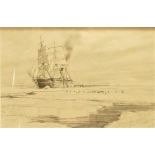 J. Steven Dews (b.1949), Steamer Breaking the Ice in the Antartic, original pencil sketch for the