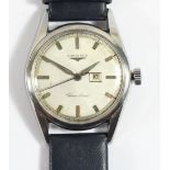 Longines Silver Arrow, a manual wind stainless steel date gentleman's wristwatch, c. 1956, ref