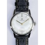 Omega, a manual wind stainless steel gentleman's wristwatch, c.1962, off white dial with baton