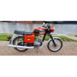 1987 MZ TS125, 125cc. Registration number D480 LNW. Frame number 8860160. Engine number 7502648. The