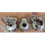 A Triumph T110 pair of crankcases, D13923,and another single case